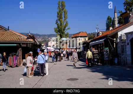 Place principale de Bascarsija à Sarajevo, Bosnie-et-Herzégovine. Banque D'Images