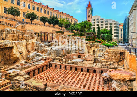 Ruines des bains romains à Beyrouth, Liban Banque D'Images