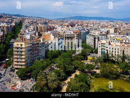 Barcelone, Espagne - CIRCA MAI 2018 : vue sur Barcelone depuis la Sagrada Familia. Banque D'Images