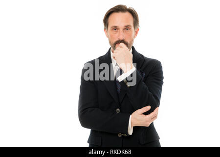 Homme mature beau modèle de mode à la mode d'usure même sur fond blanc. Combinaison parfaite pour chaque type de mec. Costume sur mesure flatte chaque porteur. Répondre à insuffler de la confiance de messieurs. Banque D'Images