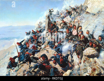 La bataille de Shipka Pass en août 1877, pendant la guerre russo-turque (1877-1878). Banque D'Images