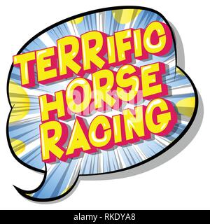 Courses de chevaux fantastique - Vector illustration comic book style phrase sur fond abstrait. Illustration de Vecteur