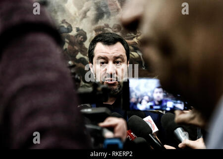 Roma, Italie. Feb 11, 2019. Matteo Salvini Rome le 11 février 2019. Sala Salvadori. Le ministre de l'Intérieur Italyn en conférence de presse après les résultats des élections régionales dans les Abruzzes. Foto Samantha Zucchi Insidefoto insidefoto Crédit : srl/Alamy Live News Banque D'Images