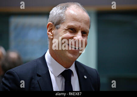 Bruxelles, Belgique. 10 févr. 2019 11. Le ministre des Finances, de l'Estonie Toomas Toniste arrive à assister dans un contexte économique et financier (ECOFIN) Conseil Affaires étrangères. Alexandros Michailidis/Alamy Live News Banque D'Images