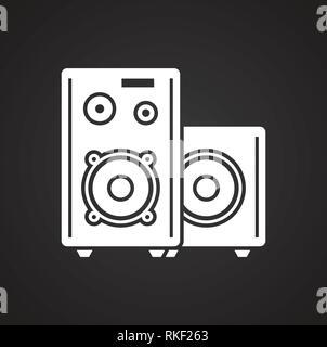 Icône du haut-parleur sur fond noir pour la conception graphique et web, simple signe vecteur moderne. Concept de l'Internet. Symbole à la mode pour la conception de site web site web application mobile ou bouton. Illustration de Vecteur