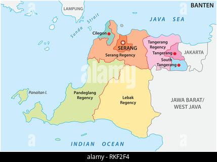 Politique et administratif Banten carte vectorielle, Indonésie Illustration de Vecteur