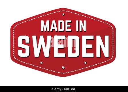 Fabriqué en Suède l'étiquette ou autocollant sur fond blanc, vector illustration Illustration de Vecteur