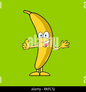Heureux caricature banane avec thumb up, concept d'aliments sains, vector illustration Illustration de Vecteur