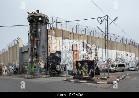 Bethléem, Israël -Novembre 22, 2018 : mur de séparation entre Israël et la Cisjordanie Banque D'Images