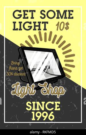 Vintage couleur light shop bannière avec éléments de conception. Illustration vectorielle, EPS 10 Illustration de Vecteur