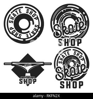 Vintage skate shop emblèmes, étiquettes, d'écussons et d'éléments de conception Illustration de Vecteur