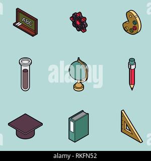 Aperçu de l'éducation télévision ensemble isométrique. Illustration vectorielle, EPS 10 Illustration de Vecteur