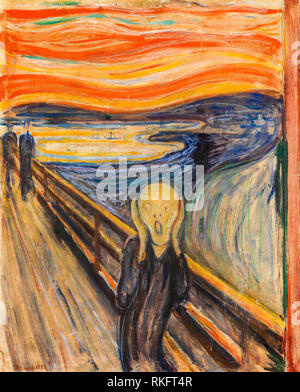 The Scream, Edvard Munch, tableau de médias mixtes, 1893 Banque D'Images