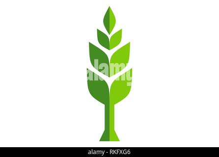 Abstract tree plant logo vert concept vecteur icône modèle plat Banque D'Images