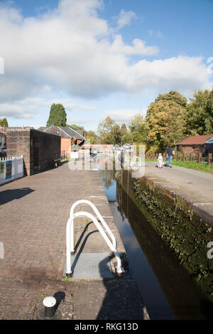 Blocage du canal et le bassin du Canal de Montgomery à Welshpool Powys Pays de Galles Grande-bretagne Banque D'Images