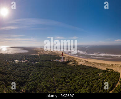 Vue aérienne du phare de la Coubre La Tremblade, Charente Maritime, France Banque D'Images