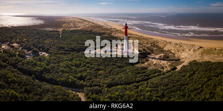 Vue aérienne du phare de la Coubre La Tremblade, Charente Maritime, France Banque D'Images