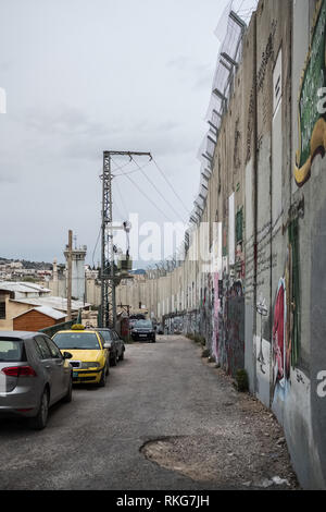 Bethléem, Israël -Novembre 22, 2018 : mur de séparation entre Israël et la Cisjordanie Banque D'Images