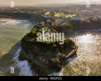 Vue aérienne phare de Biarritz, Pays basque, Pyrénées Atlantique, France Banque D'Images