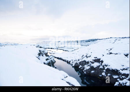 Islande : un rift Silfra S.p.a. est formé dans la divergence entre la frontière tectonique et de l'Amérique du Nord et les plaques eurasienne est situé dans le Þingvallavatn Banque D'Images