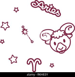 Ligne vectorielle Signe astrologique : aries constellation Illustration de Vecteur