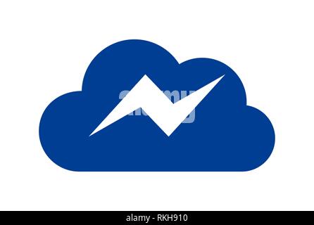 Données cloud Thunderbolt logo vector icon concept design plat Banque D'Images