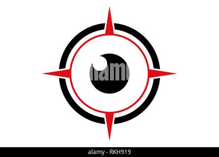 Boussole eye vision abstraite vecteur icône logo design plat concept Banque D'Images