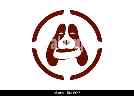 Icône chien abstract vector logo design plat concept Banque D'Images