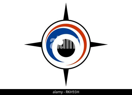 Boussole oculaire abstract vector icône logo design plat concept Banque D'Images