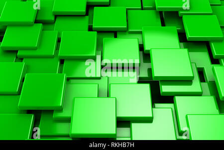 Illustration 3d Abstract cubes verts rendus Concept Banque D'Images