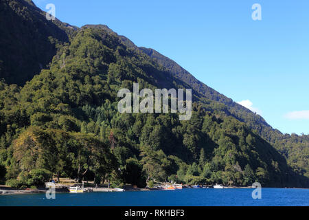 Le Chili, Lake District, Petrohue, Lago Todos Los Santos, Banque D'Images