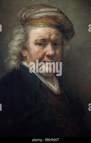 Self Portrait Rembrandt van Rijn,fait en 1669,l'année de sa mort - La fin de l'exposition Rembrandt à Amsterdam en 2015 Banque D'Images