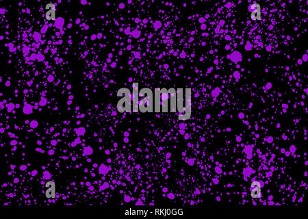 Neon purple ronde aléatoire éclaboussures de peinture sur fond noir. Abstract colorful texture pour la conception et la décoration Banque D'Images
