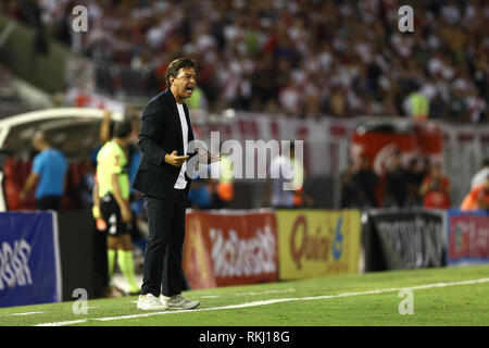 BUENOS AIRES, ARGENTINE - 10 février 2019 : Marcelo Gallardo (rivière) crier dans la rivière - match racing à Buenos Aires, Argentine Banque D'Images