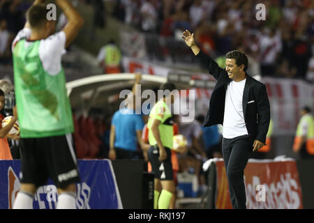 BUENOS AIRES, ARGENTINE - 10 février 2019 : Marcelo Gallardo pendant le match racing - River Plate à Buenos Aires, Argentine Banque D'Images