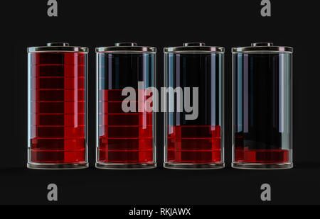 L'icône de batterie avec témoin de charge rouge. Le rendu 3D Banque D'Images