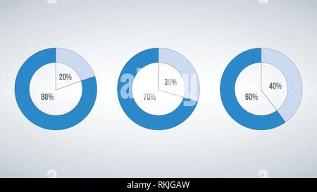 Ensemble de diagrammes pour pourcentage cercle infographie. Vector illustration isolé sur fond moderne. Illustration de Vecteur