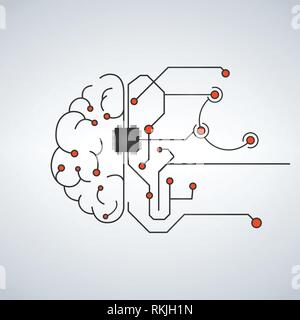 Hi Tech cerveau faite de lignes électriques, symbolisant les progrès des technologies informatiques, le Futurisme. Vector illustration isolé sur fond moderne Illustration de Vecteur