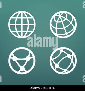 Globe linéaire blanc kit d'interface utilisateur pour les applications web. Vector illustration isolé sur fond moderne Illustration de Vecteur