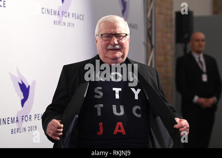 Berlin, Allemagne. Feb 11, 2019. Lech Walesa, Prix Nobel de la paix et ancien président de Pologne, sera présent à l 'Gala' Cinema for Peace à l'événement Westhafen & Convention Centre. Credit : Britta Pedersen/dpa/Alamy Live News Banque D'Images