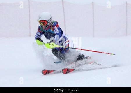 Sarajevo, Bosnie-Herzégovine (BiH). Feb 11, 2019. Le Yroslava Popova est en concurrence au cours de la concurrence le slalom géant féminin au Festival olympique de la Jeunesse Européenne (FOJE 2019) sur une montagne Jahorina, près de Sarajevo, Bosnie-Herzégovine (BiH), le 11 février, 2019. Credit : Nedim Grabovica/Xinhua/Alamy Live News Banque D'Images