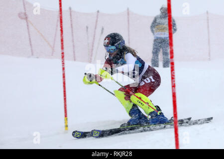 Sarajevo, Bosnie-Herzégovine (BiH). Feb 11, 2019. Julie de la Suisse au cours de la concurrence Trummer le slalom géant féminin compétition au Festival olympique de la Jeunesse Européenne (FOJE 2019) sur une montagne Jahorina, près de Sarajevo, Bosnie-Herzégovine (BiH), le 11 février, 2019. Credit : Nedim Grabovica/Xinhua/Alamy Live News Banque D'Images