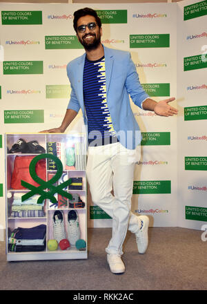 Vicky acteur Kaushal lancer United Colors of Benetton collection SS19 de UCB store à Mumbai. Banque D'Images