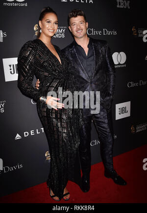 Los Angeles, CA - 09 février : Amour Avril Geary, Robin Thicke assiste à l'Académie de l'enregistrement et Clive Davis' 2019 pre-GRAMMY Gala au Beverly Hil Banque D'Images