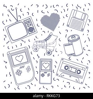 90 icônes set décennie Illustration de Vecteur