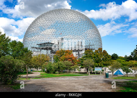 Montréal, Canada - le 28 septembre 2018 : avis de Montréal Biosphère, musée de l'environnement au Parc Jean-Drapeau à Montréal, Québec, Canada. - Image Banque D'Images