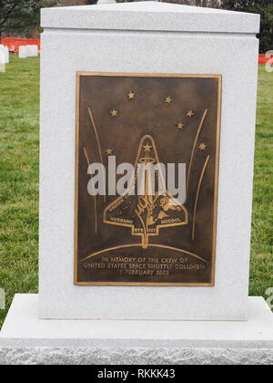 Mémorial de la navette spatiale Columbia au cimetière d'Arlington - Washington DC - USA Banque D'Images