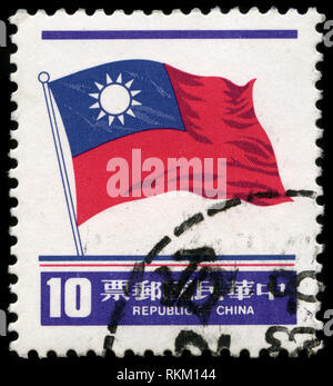 Timbre-poste de Taïwan pour le drapeau national série émise en 1981 Banque D'Images