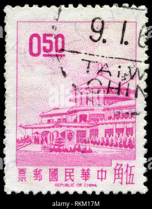 Timbre-poste de Taïwan dans le bâtiment Chungshan définitif (1968) série Banque D'Images