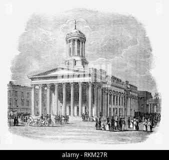 La Bourse de Glasgow, une institution financière dans le centre de la ville de Glasgow, en Écosse, a été fondée en 1844. L'édifice fut construit entre 1875 et 1877. Il est situé à l'angle de la Place Nelson Mandela (avant 1986 connu sous le nom de St George's Place) et Buchanan Street, a été conçu par John Burnett dans le style gothique vénitien, aurait été inspiré par les cours royales de justice. Banque D'Images